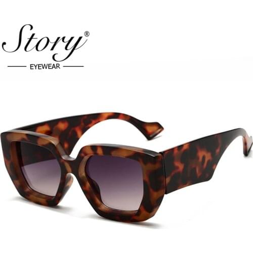 STORY Vintage Thick Oversized Sunglasses Women Men 2020 Luxury Brand Design Retro Trendy Chunky Square Sun Glasses S86320F