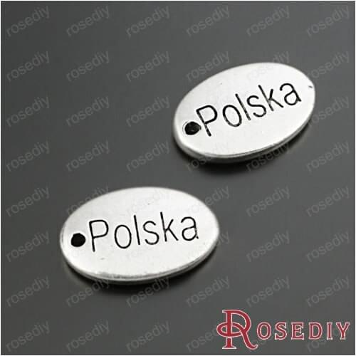 Wholesale 14*10mm Antique Silver color Word Tag "Polska" Alloy Charms Pendants Diy Jewelry Findings Accessories 30pcs(JM6454)