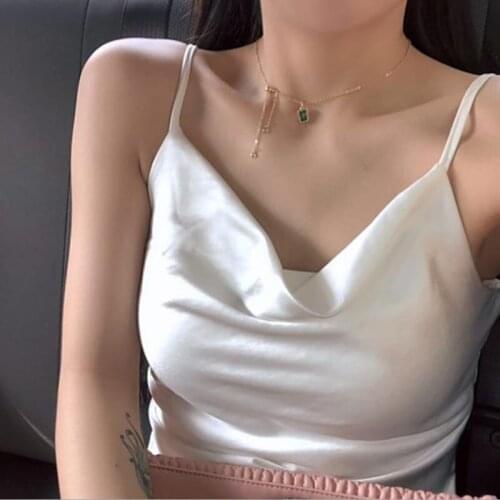 Vintage Lady Crystal Green Pendant Necklace For Girls Princess Birthday Accessories Trendy Silver 925 Clavicle Necklace Female