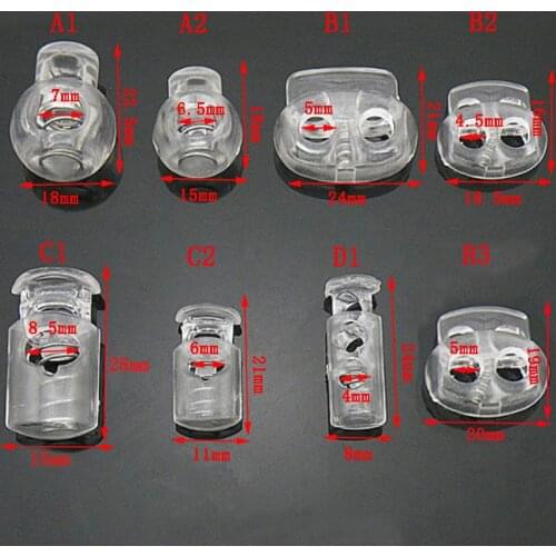 5pcs Cord Lock Plastic Stopper Cord End Toggle Clip Buckle Transparent Clear Frost Shoelace Sportswear DIY Bag Parts Accessories
