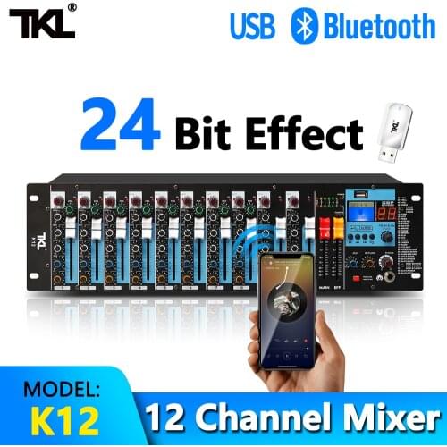 TKL Professional Audio Rack Mixer 12 channels Bluetooth 48V microphone XLR Sound Mixer DJ mixing console USB recording