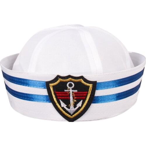 Military Hats White Captain Sailor Hat Navy Marine Caps with Anchor Army Hats for Women Men Child Fancy Cosplay Hat Accessories