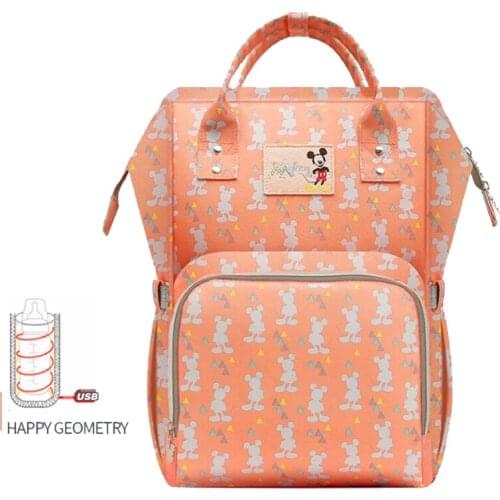 Disney New Style Waterproof Diaper Bags Large Capacity USB Oxford Cloth Maternity Nappy Bag Baby Milk Insulation Bags