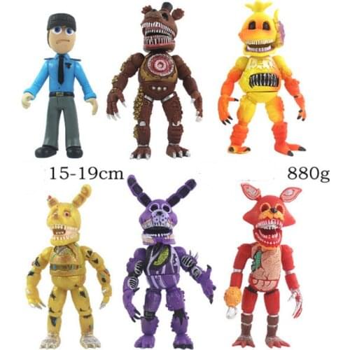 Big size 15-19cm 6.5‘’ 6pcs/set NEW PVC Action Figure Freddys FNAF Bonnie Foxy Freddy Fazbear Bear children toy Doll Hot