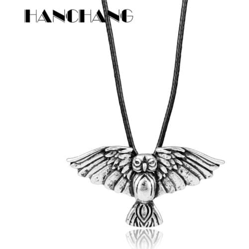 Vintage Owl Pendant Necklace Woman Man Jewelry Leather Cord Chain Colar Collier Charms Accessories