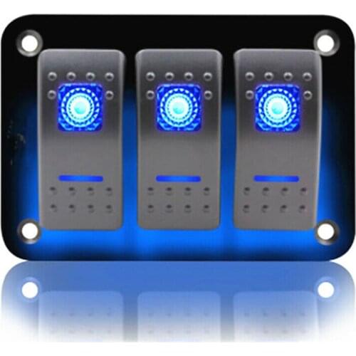 High Quality 3 Gang Backlit LED Marine Toggle Rocker Switch Panel for Car Boat