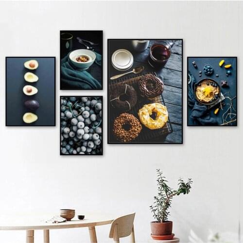 Egg Tart Donut Avocado Food Fruit Pastry Wall Art Canvas Painting Nordic Posters And Prints Wall Pictures For Living Room Decor