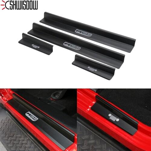 High quality Door Entry Sill Protector Plate Guards Sill Strip Scuff Plate Step For Jeep Wrangler JK 2007-2017 Black Car Styling