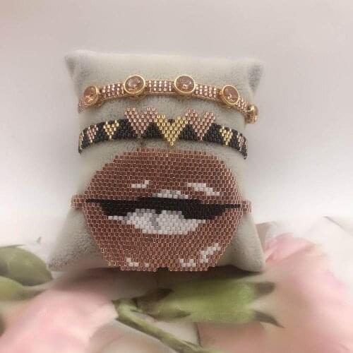 BLUESTAR Women Bracelet MIYUKI Bead Bracelet Gold Lips Pulseras Mujer Moda Heart Armband Handmade Crystal Jewelry Accessories