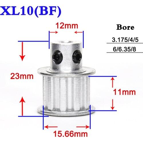 1PCS XL 10 Tooth Convex Synchronous Wheel Timing Pulley Belt Width 11mm Bore 3.175/4/5/6/6.35/7/8mm