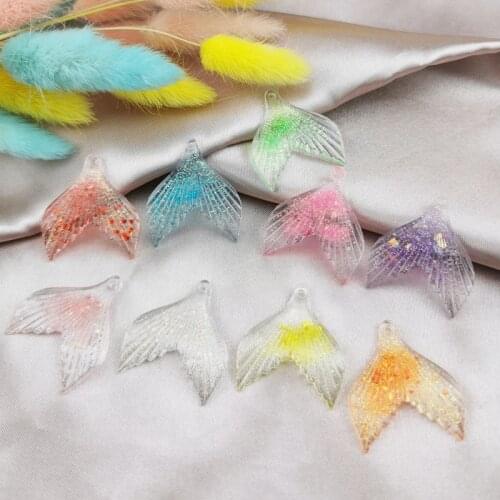 10Pcs/Lot Laser Loose Powder Fish Tail, Cream Glue Drip Plastic Decoration, Hair Card Key Chain, Diy Resin Accessories