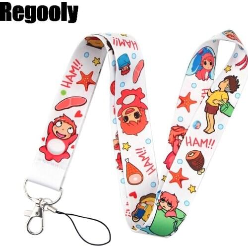 10pcs Ponyo on the Cliff Lanyard Badge ID Mobile Phone Rope Key Lanyard Neck Straps Accessories webbings ribbons