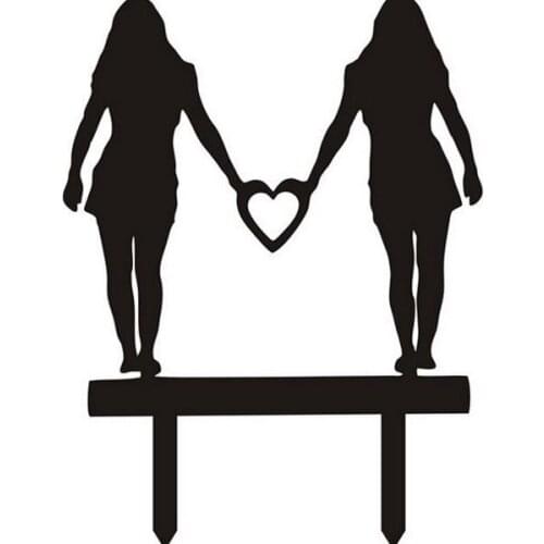 100pcs/lot Creative Lesbian design wedding cake inserted card Wedding Cake Topper Party Cake Decorations