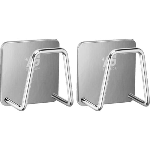 2pcs Self Adhesive Kitchen Sink Sponge Holder Stainless Steel Sink Caddy