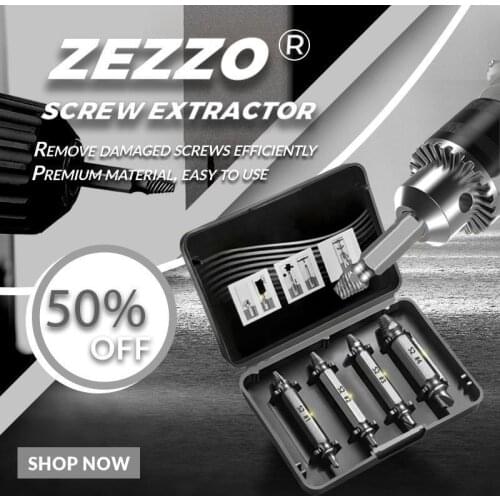 4PCS HHS Double Ended Screw Extractor Zezzo ®Biservice Screw Remover Damaged Screw Extractor Drill Bit Extractor Drill Set