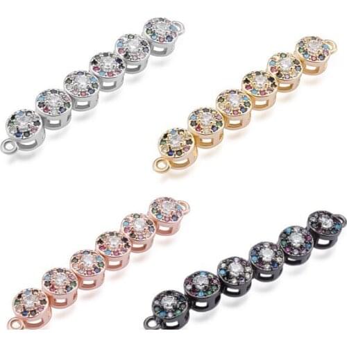 5*33mm multicolor crystal micro pave cz zircon cubic zirconia beads copper silver gold plated bracelet accessories yh34