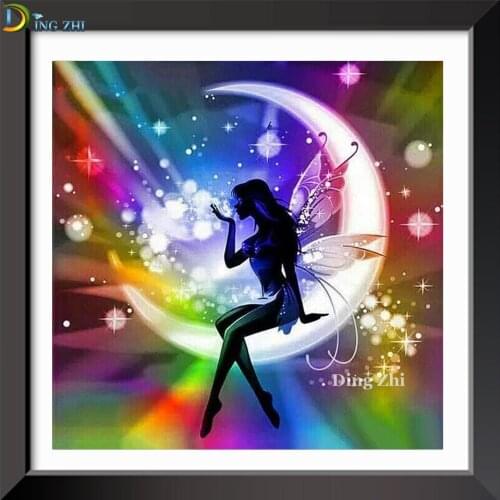 5D Diamond Painting Abstract Moon Fairy Diamond Embroidery Cross Stitch Home Decoration Diamond Mosaic Decor Crafts Needlework