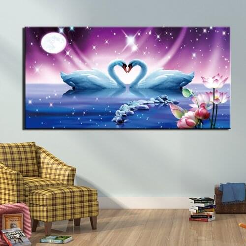 5D Diamond Embroidery Swan Pictures Of Rhinestones Diamond Mosaic Animals DIY Diamond Painting Full Square Drill Wall Decor G44