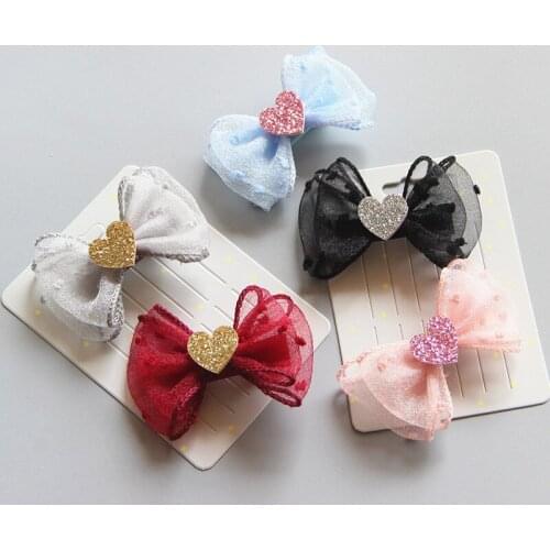 Pet Hair accessories, sweet and fresh seersucker, safety cloth, hair clips Cats Grooming Accessories Clips handmade Bow