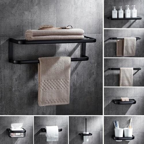 Bathroom Accessories, Corner Shelf,Towel Rack,Paper holder,Towel Bar,Soap basket,Towel Rail Black Oil Brushed bathroom Hardware