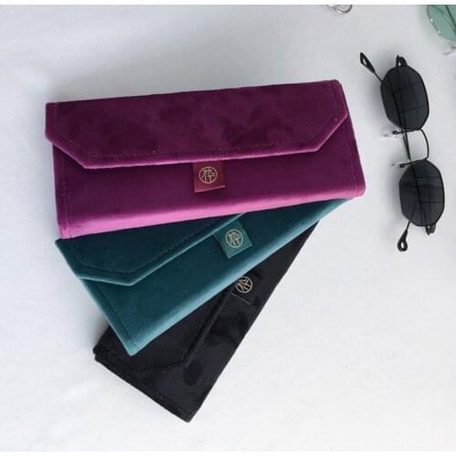 Velvet suede triangle folding glasses case men and women sunglasses box plain glasses spectacle case reading glasses case