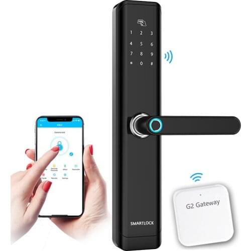 Biometric Fingerprint Smart Lock App Bluetooth WiFi Gateway Doorlock Passwod RFID Apartment Locks Security Intelligent 2019 NEW