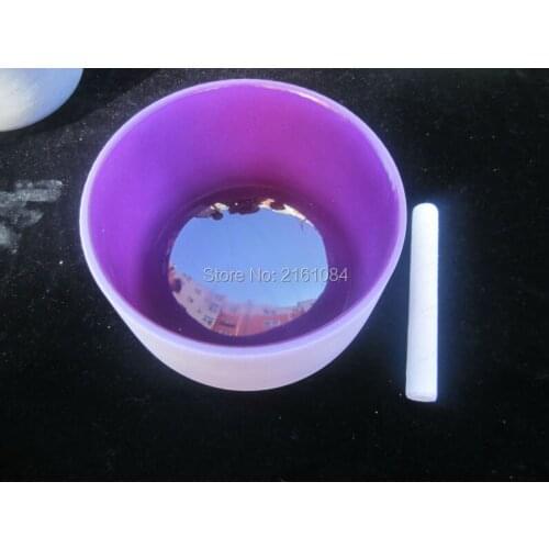 10" Purple Color B Note Crown Chakra Frosted Quartz Crystal Singing Bowl with free suede and o-ring
