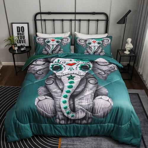 Cartoon Elephant Comforter Bedding Set Microfiber Fabric Comforter Duvet with Pillowcase Twin Queen Home Comforter Set Quilt