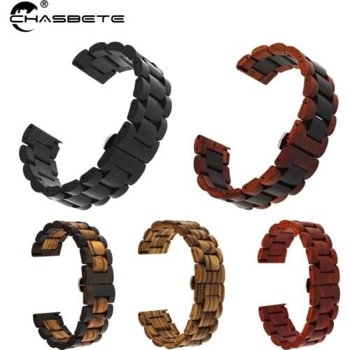 Wooden Watch Band 20mm 22mm for Samsung Galaxy R760/R770 s2/s3/s4 series 42mm 46mm Watch SM-R800/R810 Quick Release Wrist Strap