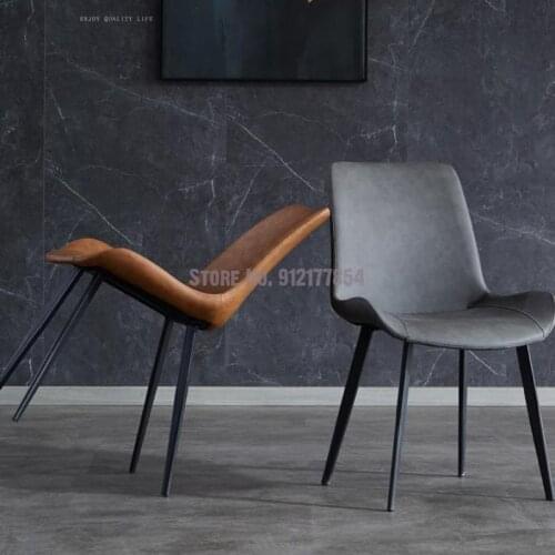 Home Dining Chair Modern Minimalist Nordic Restaurant Ins Net Red Economical Light Luxury Leather Chair Iron Soft Bag Back Chair