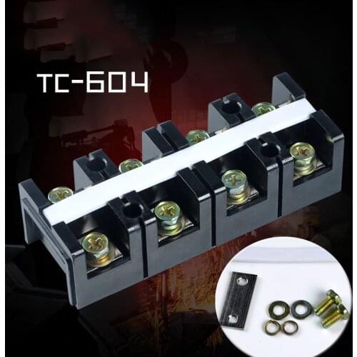ELECALL Dual Row Screw Terminal Block StripTC-604 600V 60A 4 Positions