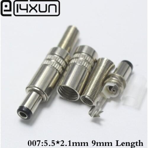 EClyxun 10Pcs Metal 5.5x2.1mm 5.5*2.1mm DC Power Male Jack Plug Connector 9mm Length