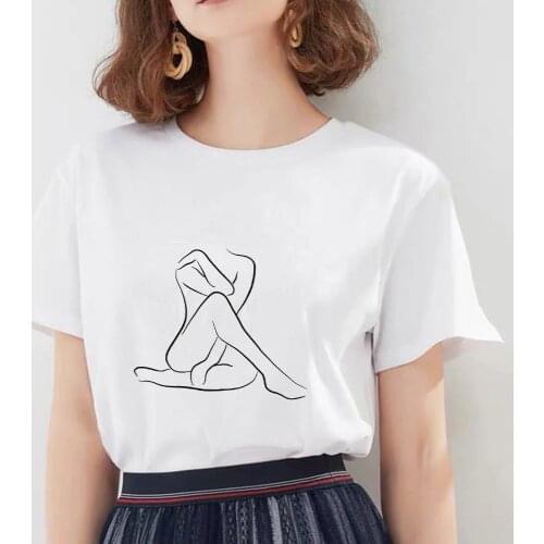Unisex Clothing Line Art Shirt T Shirts Vintage Oversized Harajuku Fashion Casual Tshirt Summer Short Sleeves Women Graphic Tees