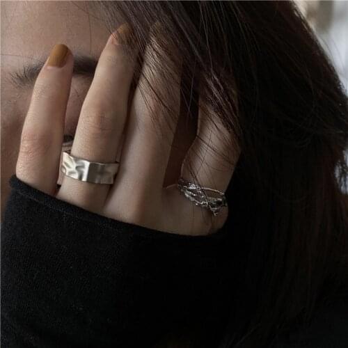 Bump Glossy Geometric Chunky Minimalist Designer Finger 925 Sterling Silver Adjustable Ring For Women Elegant Trendy Jewelry