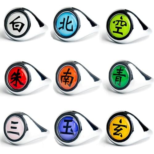 Naruto Rings NARUTO Accessories Metal Props Anime Figure Akatsuki Itachi Metal Jewerly Cosplay Fashion Kids Kawaii Boy Cool Gift