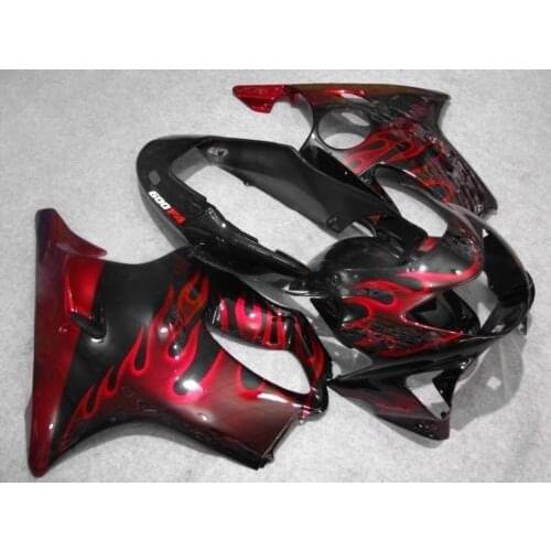 Injection mold Fairing kit for HONDA CBR600F4 99 00 CBR600 F4 1999 2000 CBR 600 ABS Red flames black Fairings set+7gifts HC15