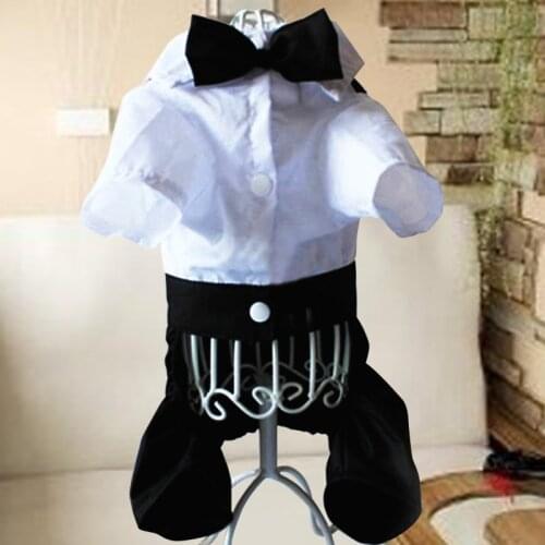 Dog Wedding Suit Boy Dog Clothes Male Dog Clothing Jumpsuit Bowtie Tuxedo Yorkie Poodle Bichon Pomeranian Schnauzer Costume Coat