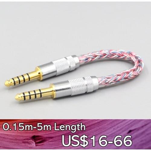 LN007719 4.4mm Balanced Male to 4.4mm Balanced Male Audio Adapter 16 Core Silver OCC OFC Mixed Braided Cable