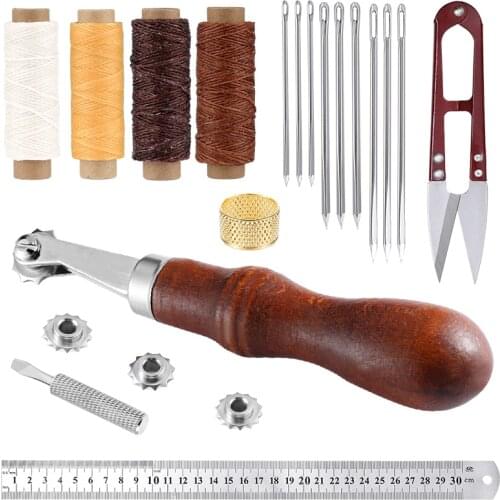 MIUSIE Professional Leather Sewing Working Tools Kit With Leather Needles,Wax Thread And DIY Leather Craft Tools
