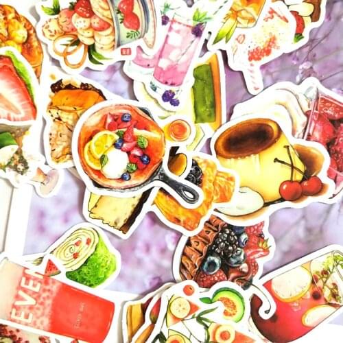 33PCS Drink Fast Food Stickers Delicious Dessert BBQ Diet Creative Cartoon Stickers Toys to DIY Refrigerator Luggage Car Laptop