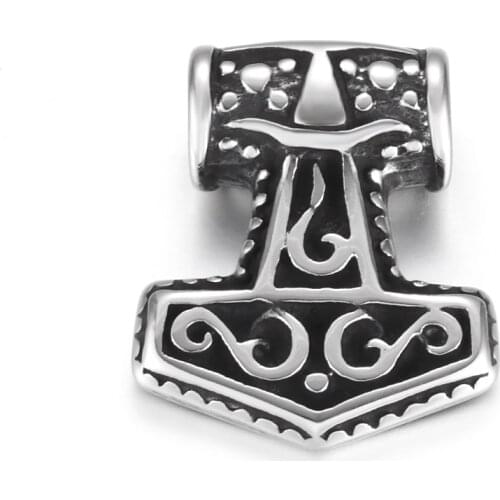 316L Stainless Steel Viking Thors Hammer Pendant Small Vintage Rune Necklace Pendants DIY Accessories Jewelry Making Supplies