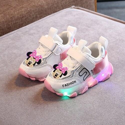 Disney Mickey lights up boys and girls sneakers for fall 2021 new fashion kids children casual shoes baby LED toddler shoes