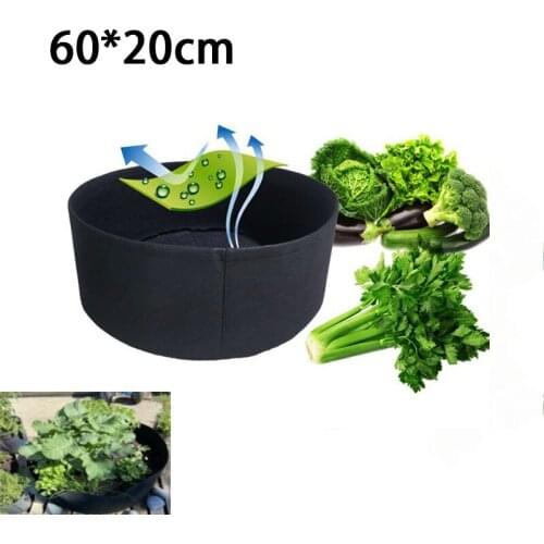 60*20cm Growing Bags Fabric Garden Raised Bed Round Planting Container Grow Bags Black Fabric Planter Pot For Plants Nursery Pot