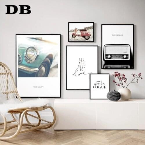 Radio Car Quotes Vintage Poster Wall Art Canvas Painting Nordic Posters And Prints Wall Pictures For Living Room Decor