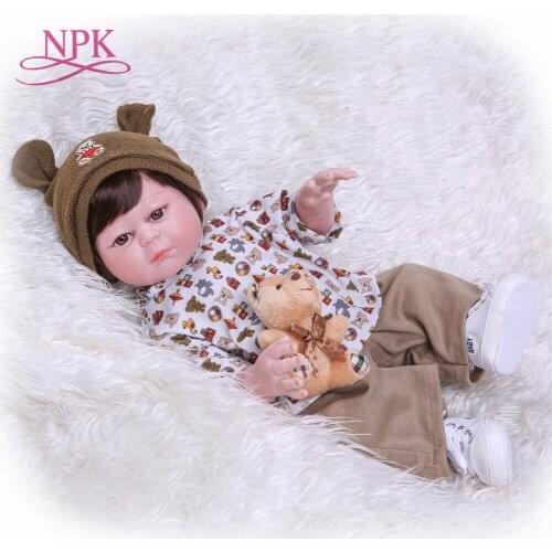 NPK Lifelike Newborn Dolls 50cm Full Silicone Vinyl Baby Boy Doll Soft Lovely Boy Present Reborn Dolls Babies Christmas Gifts