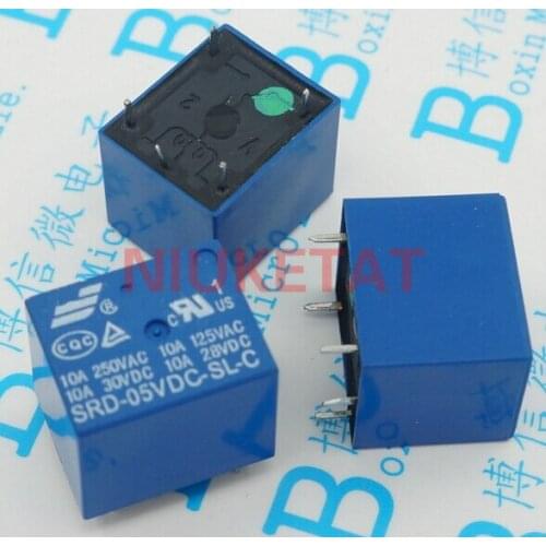1pcs SRD-05VDC-SL-C 5VDC 10A Power relay PCB Type T73-5V 5 feet SRD-5VDC-SL-C New and original Free shipping