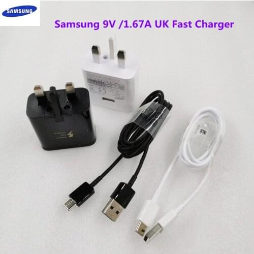 Samsung 15W EU UK Adaptive Fast Charger Power Adapter Type C Cable for Galaxy S20 S9 S8 S10E S10 Plus Note 10 9 A80 A70 A50S M30