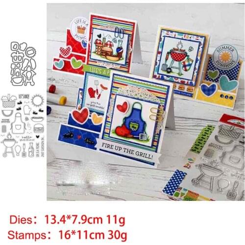 Kitchen Grill Stamp and Dies 2021 Transparent Clear Silicone Stamp Cutting Die Set for DIY Scrapbooking Photo Decorative