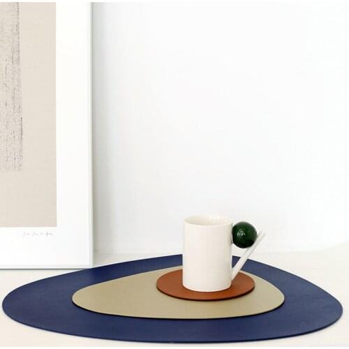 Nordic 1 Set of 3 Leather Drink Coaster Table Mat Kitchen Heat Resistant Round Placemats Coffee Tea Cup Pad Table Decor