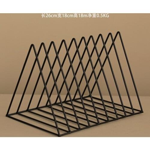 Modern Nordic style triangle wrought iron magazine rack study room book storage decoration rack office desktop decoration